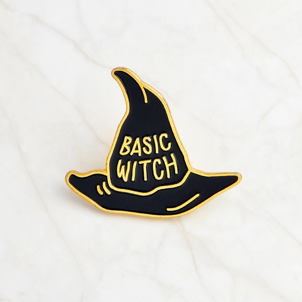 Fashion Unisex Witch Cap Letter Brooch Pin Badge Enamel Jacket Denim Jewelry Image 9