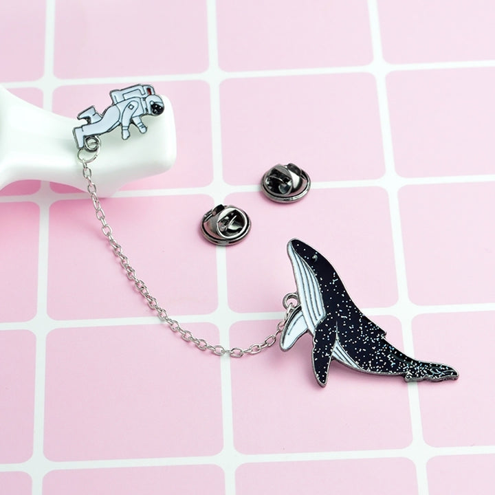 1Set Clothes Lapel Badge Cute Cartoon Spaceman Whale Pattern Enamel Brooch Pin Image 7