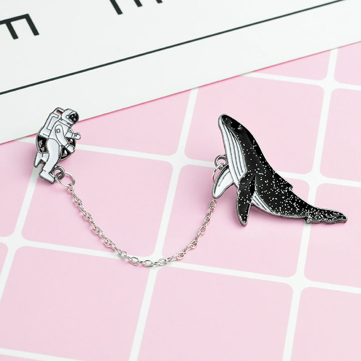 1Set Clothes Lapel Badge Cute Cartoon Spaceman Whale Pattern Enamel Brooch Pin Image 8