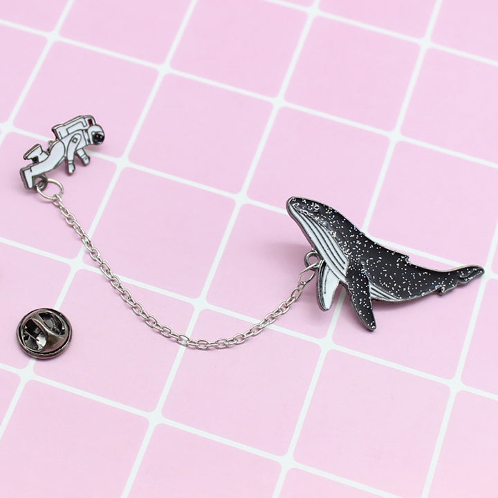 1Set Clothes Lapel Badge Cute Cartoon Spaceman Whale Pattern Enamel Brooch Pin Image 9