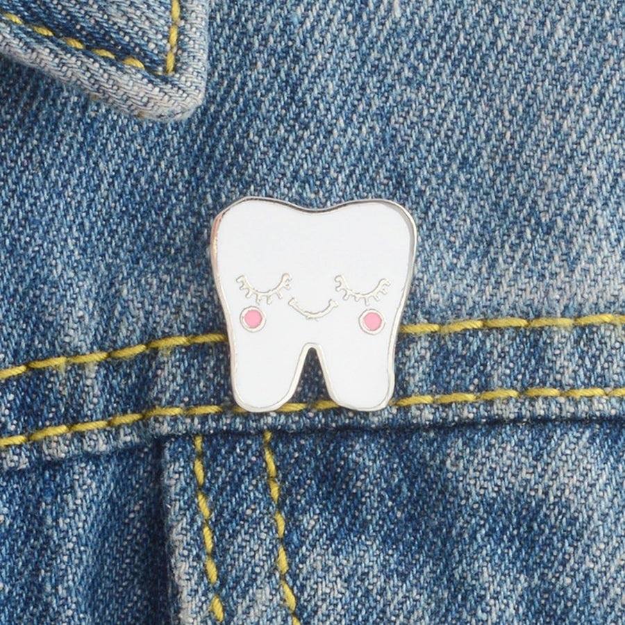 Cute Cartoon Alloy Tooth Pattern Lapel Brooch Pin Unisex Enamel Badge Decor Image 1