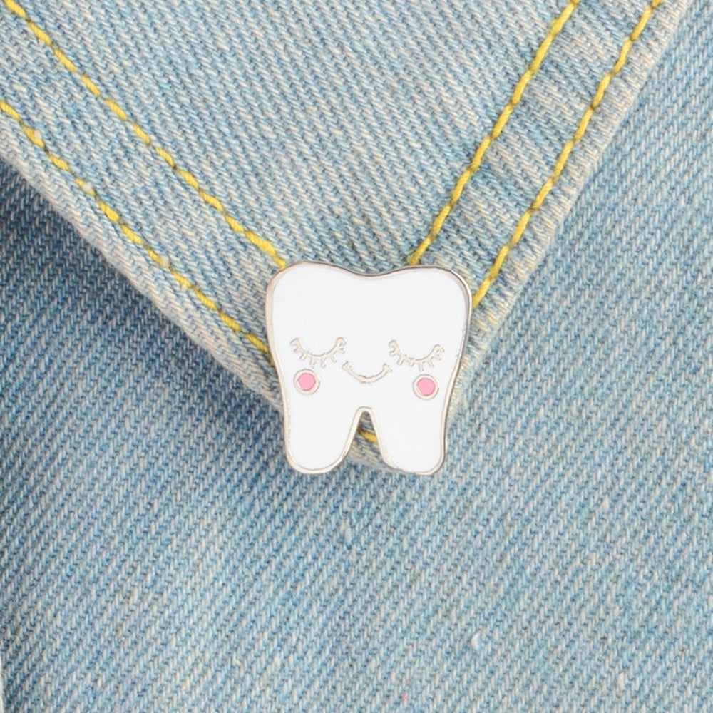 Cute Cartoon Alloy Tooth Pattern Lapel Brooch Pin Unisex Enamel Badge Decor Image 2