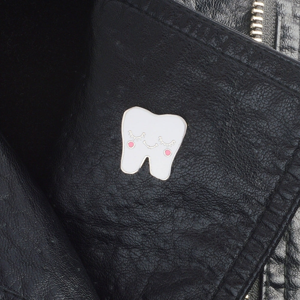 Cute Cartoon Alloy Tooth Pattern Lapel Brooch Pin Unisex Enamel Badge Decor Image 3