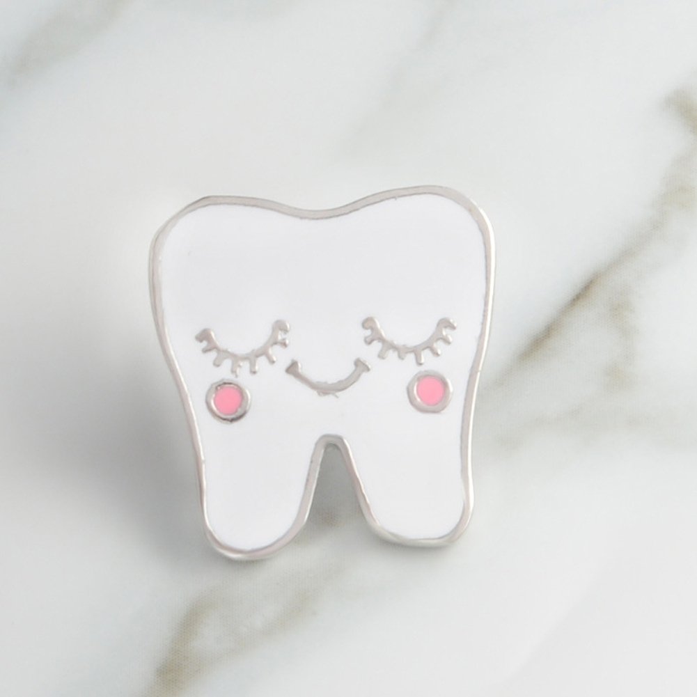 Cute Cartoon Alloy Tooth Pattern Lapel Brooch Pin Unisex Enamel Badge Decor Image 9