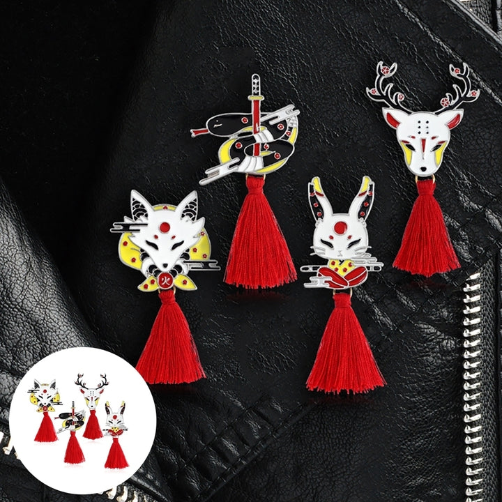 Enamel Unisex Deer Fox Rabbit Tassel Brooch Pin Denim Jacket Jewelry Badge Image 1