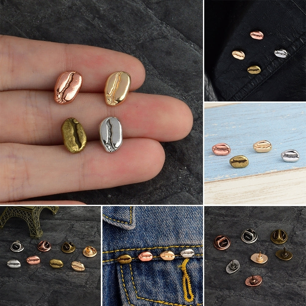 Men Women Coffee Bean Brooch Lapel Pin Denim Collar Shirt Badge Jewlery Decor Image 7