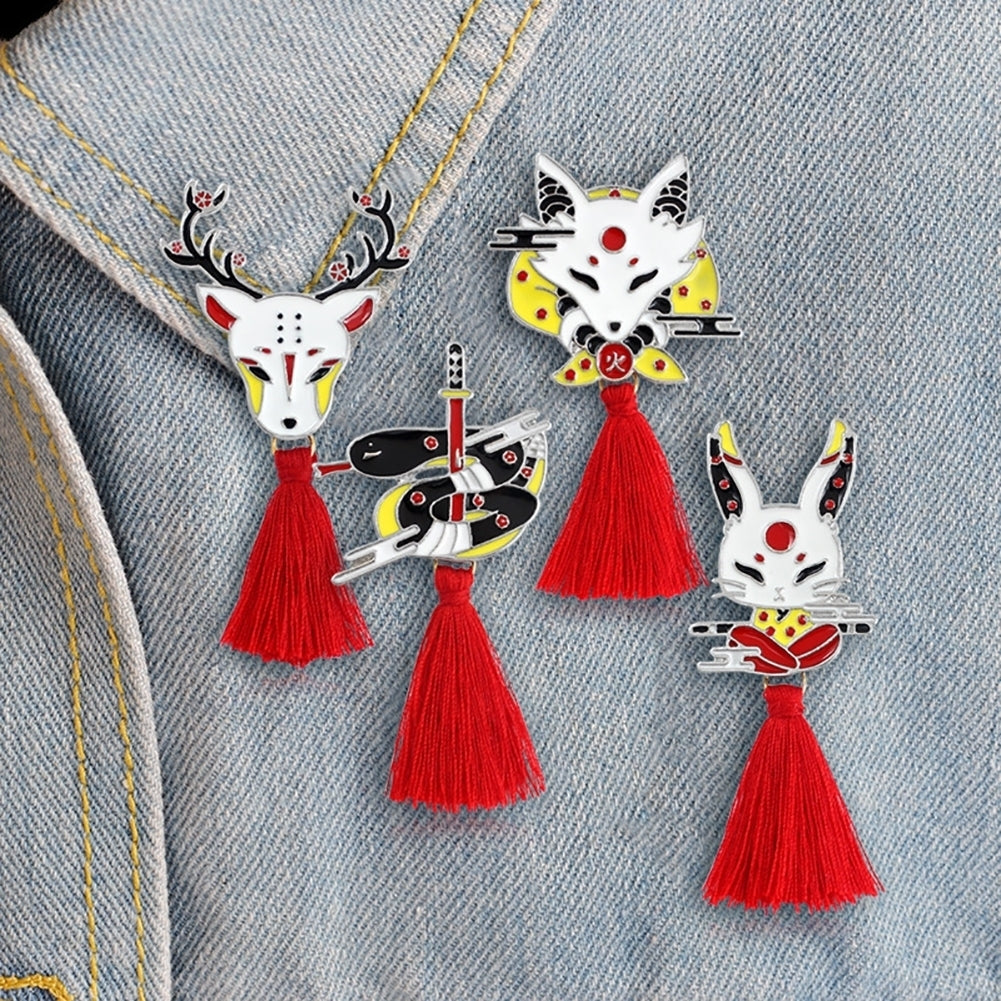 Enamel Unisex Deer Fox Rabbit Tassel Brooch Pin Denim Jacket Jewelry Badge Image 8