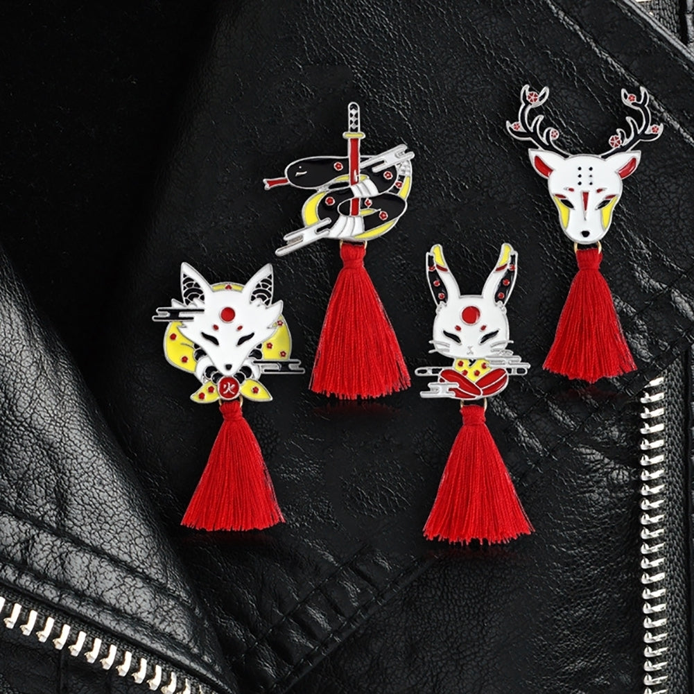 Enamel Unisex Deer Fox Rabbit Tassel Brooch Pin Denim Jacket Jewelry Badge Image 9