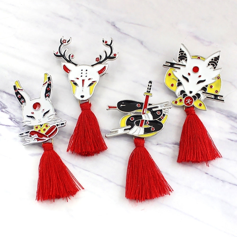 Enamel Unisex Deer Fox Rabbit Tassel Brooch Pin Denim Jacket Jewelry Badge Image 11