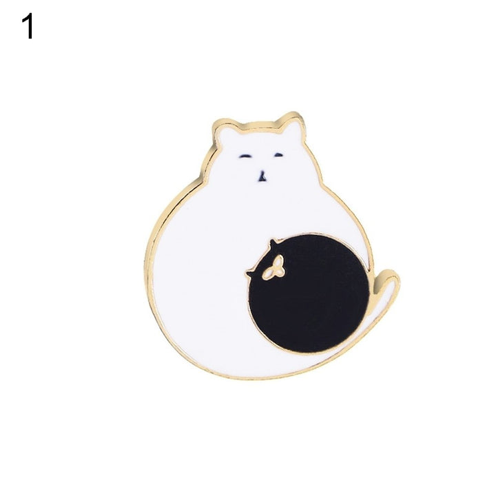 Creative Cartoon Cat Egg Shape Badge Women Clothes Enamel Letter Brooch Pin Image 7