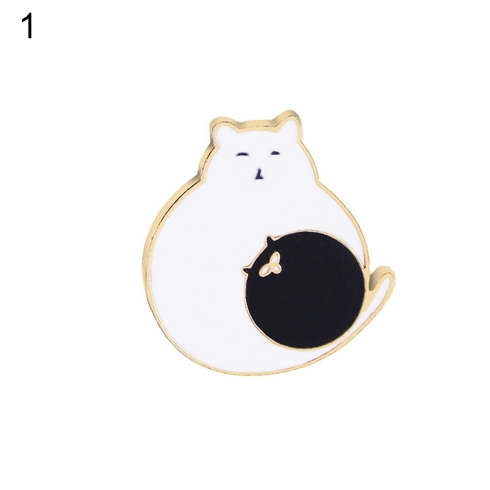 Creative Cartoon Cat Egg Shape Badge Women Clothes Enamel Letter Brooch Pin Image 1