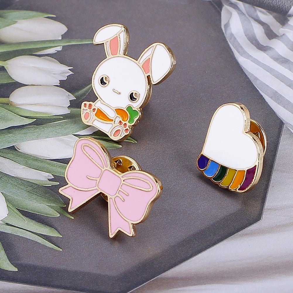 Cute Cartoon Enamel Brooch Pin Animal Rabbit Pattern Clothes Badge Jewelry Decor Image 3