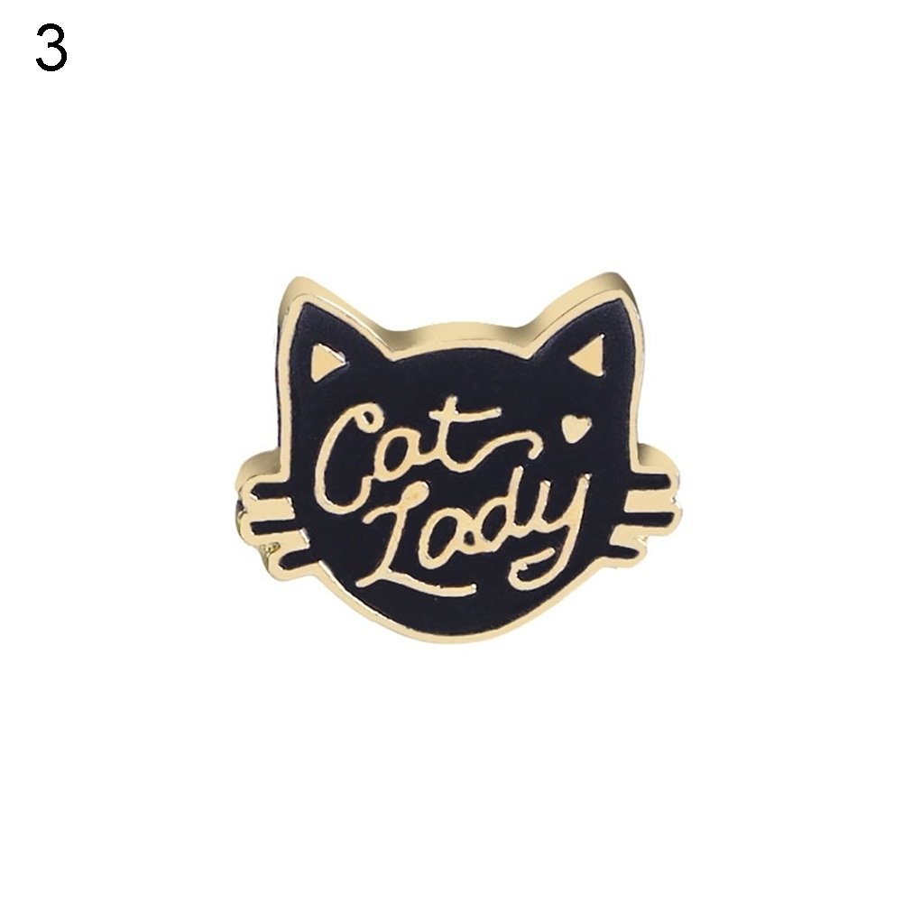 Creative Cartoon Cat Egg Shape Badge Women Clothes Enamel Letter Brooch Pin Image 1