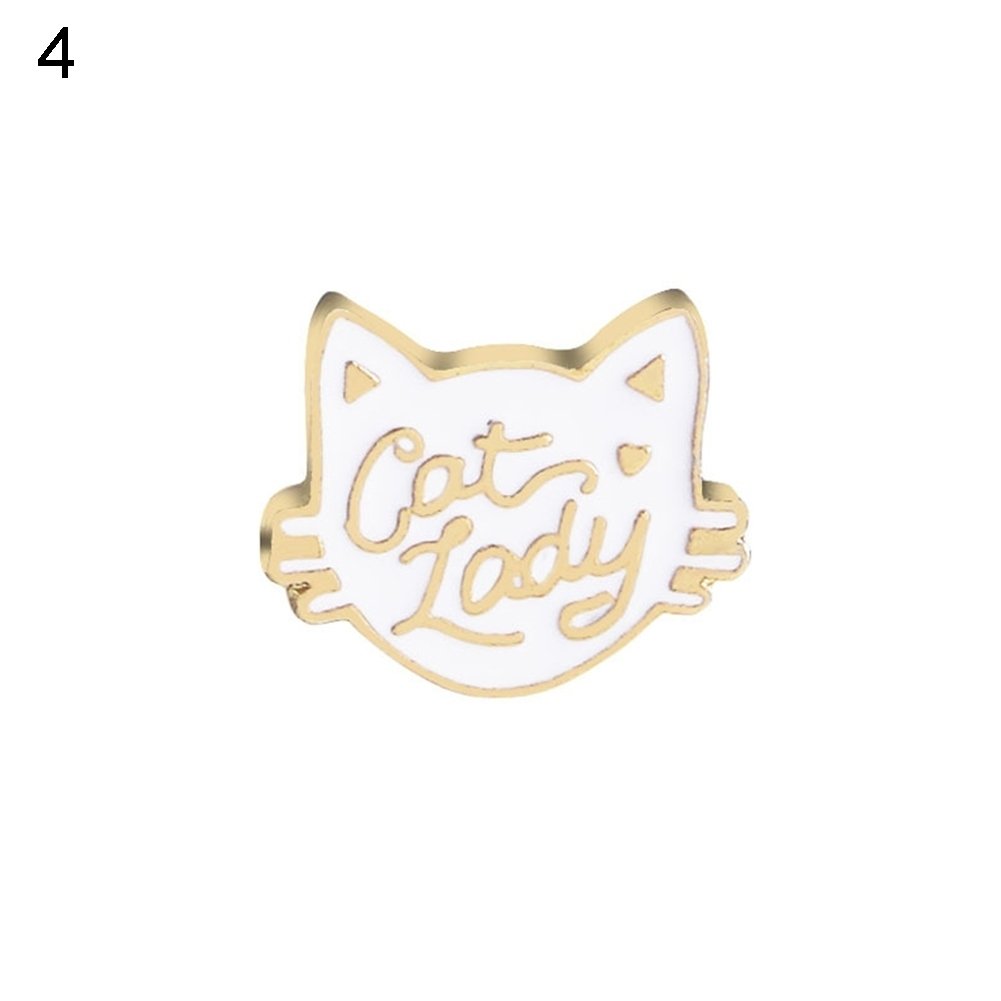 Creative Cartoon Cat Egg Shape Badge Women Clothes Enamel Letter Brooch Pin Image 10