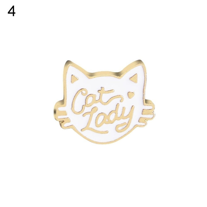 Creative Cartoon Cat Egg Shape Badge Women Clothes Enamel Letter Brooch Pin Image 1