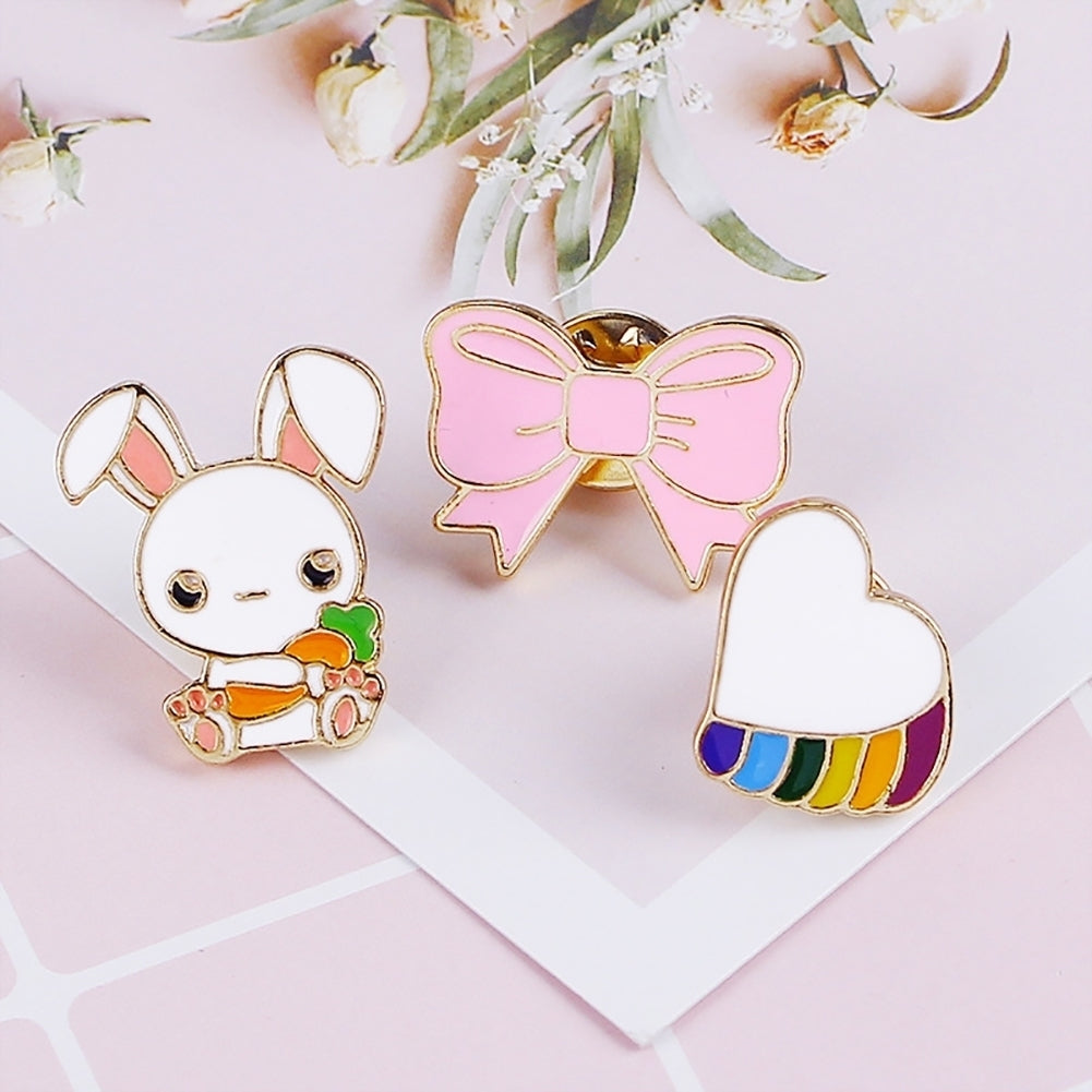 Cute Cartoon Enamel Brooch Pin Animal Rabbit Pattern Clothes Badge Jewelry Decor Image 4