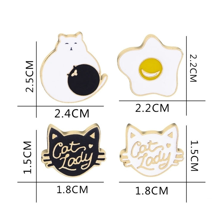 Creative Cartoon Cat Egg Shape Badge Women Clothes Enamel Letter Brooch Pin Image 11