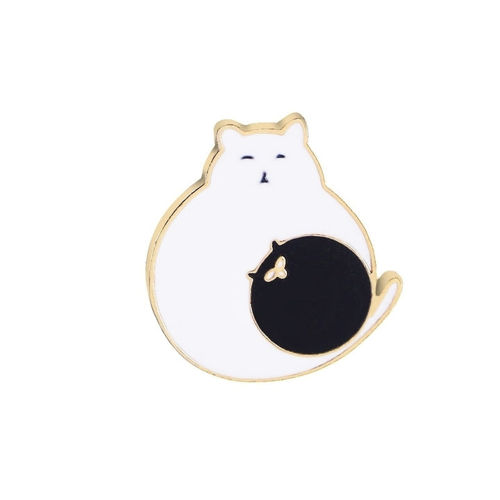 Creative Cartoon Cat Egg Shape Badge Women Clothes Enamel Letter Brooch Pin Image 12