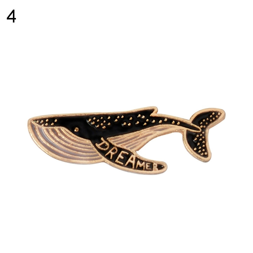1Pc Fashion Enamel Lapel Badge Unisex Cartoon Whale Dolphin Print Brooch Pin Image 2