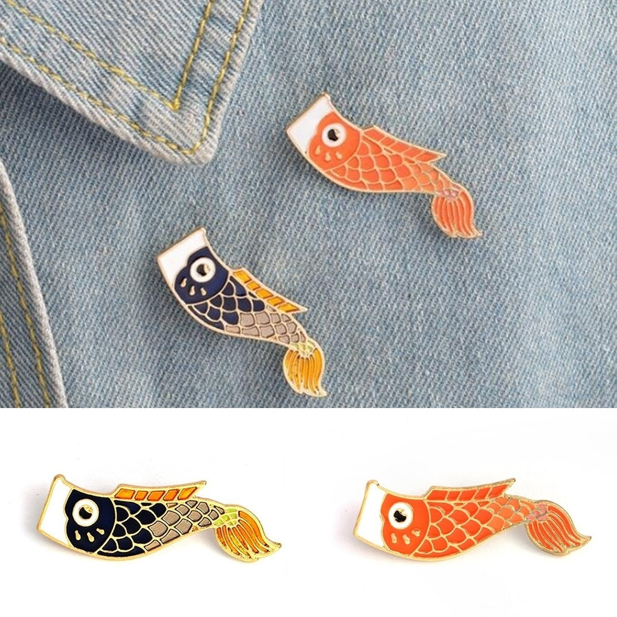 Lovely Colorful Enamel Koi Fish Collar Bade Cartoon Clothes Decor Brooch Pin Image 1