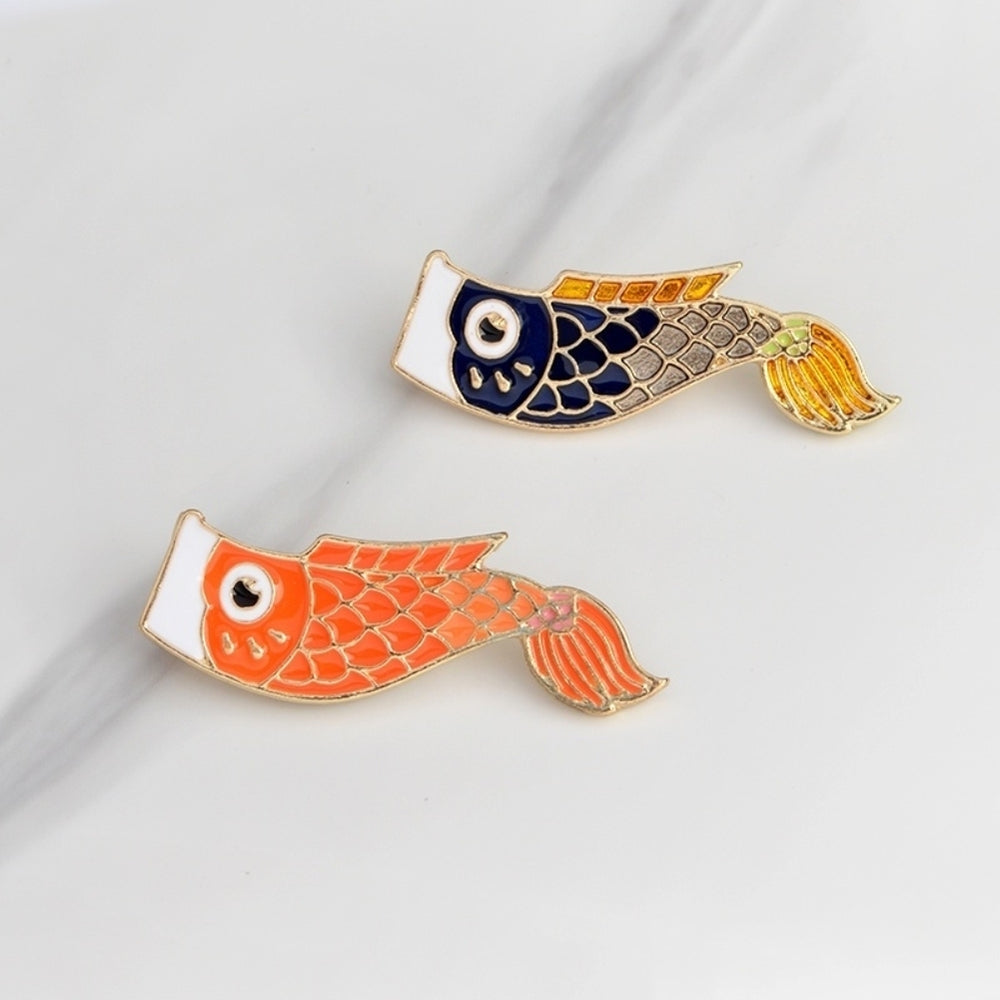 Lovely Colorful Enamel Koi Fish Collar Bade Cartoon Clothes Decor Brooch Pin Image 2