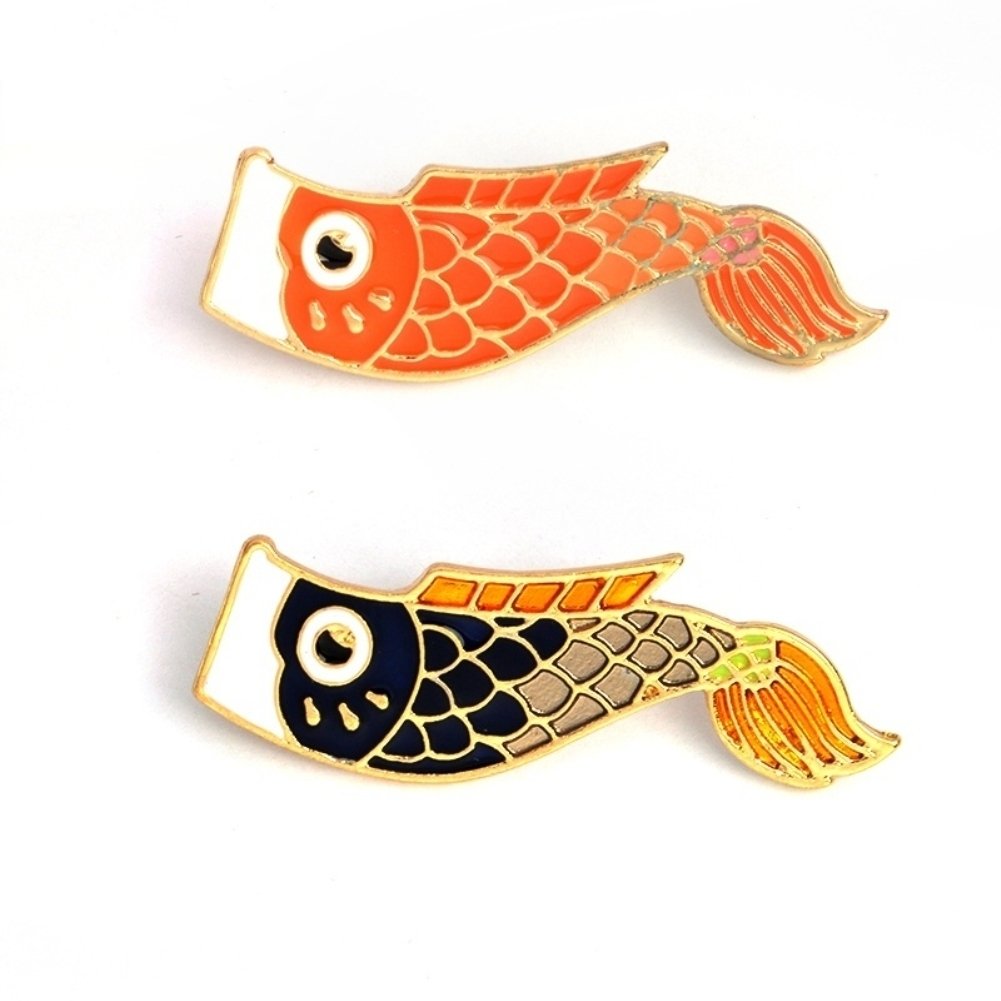 Lovely Colorful Enamel Koi Fish Collar Bade Cartoon Clothes Decor Brooch Pin Image 4