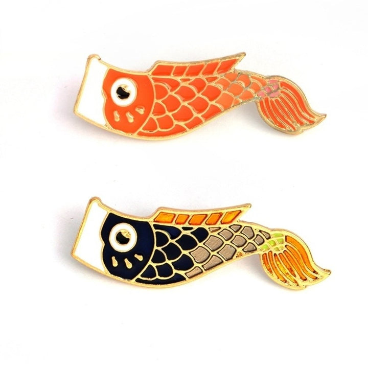 Lovely Colorful Enamel Koi Fish Collar Bade Cartoon Clothes Decor Brooch Pin Image 4