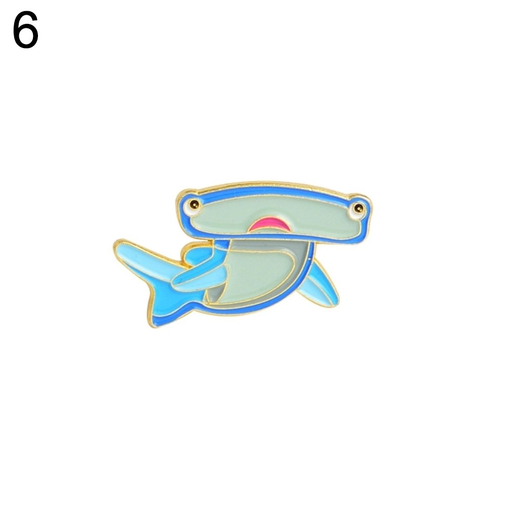 Cute Cartoon Dolphin Shark Whale Fish Enamel Brooch Pin Badge Collar Coat Decor Image 3