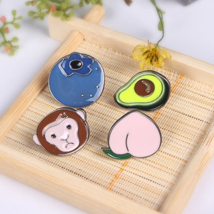 Cartoon Animal Peach Blueberry Design Unisex Enamel Brooch Pin Jewelry Gift Image 1