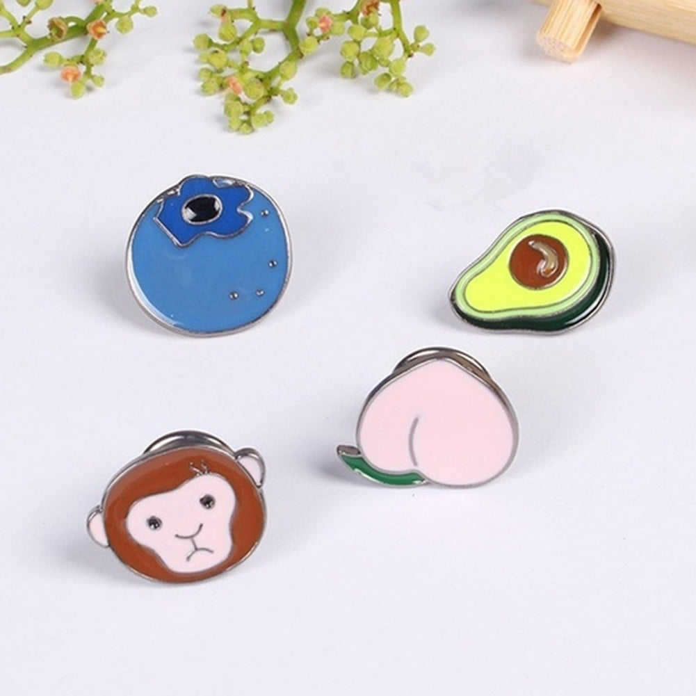 Cartoon Animal Peach Blueberry Design Unisex Enamel Brooch Pin Jewelry Gift Image 4