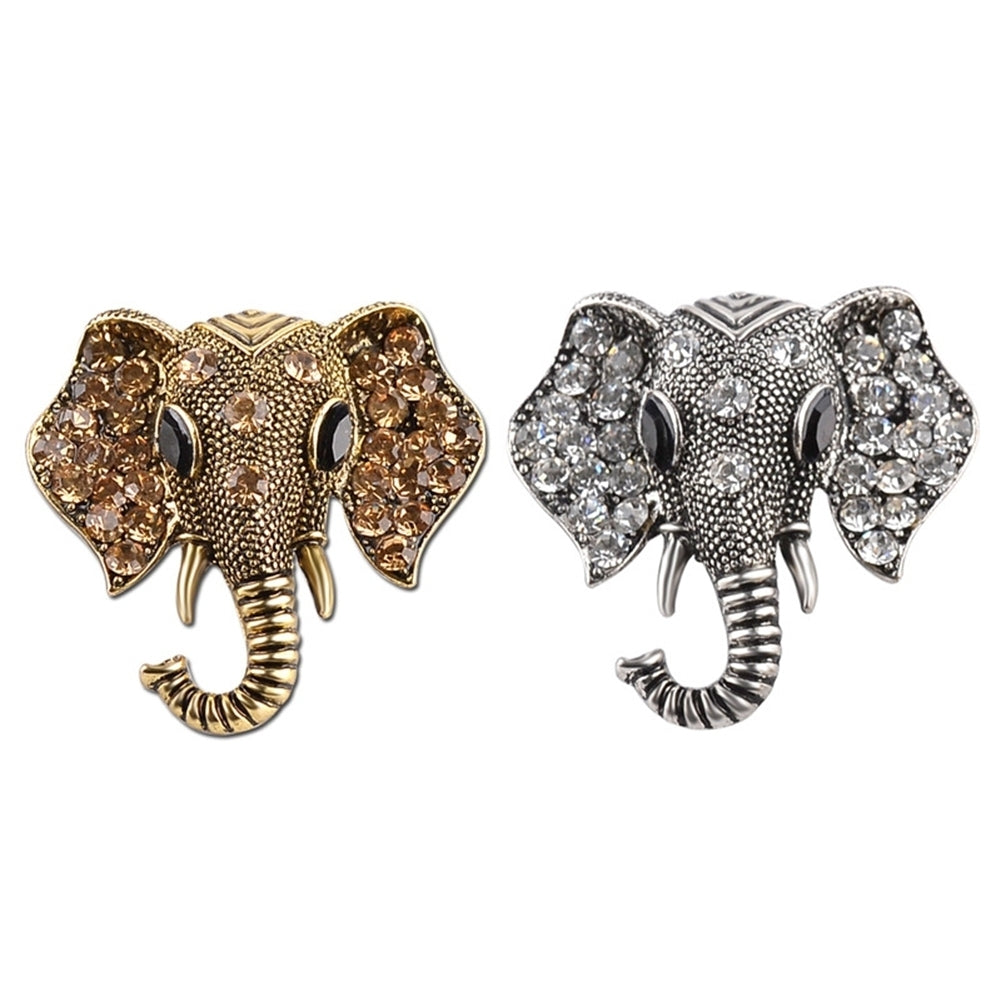 Shining Rhinestones Elephant Head Brooch Pin Garment Hat Collar Decor Badge Image 1