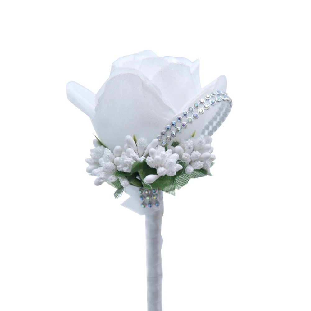 Exquisite Cloth Rose Faux Flower Brooch Pin Decor Groom Bridal Wedding Ornament Image 6