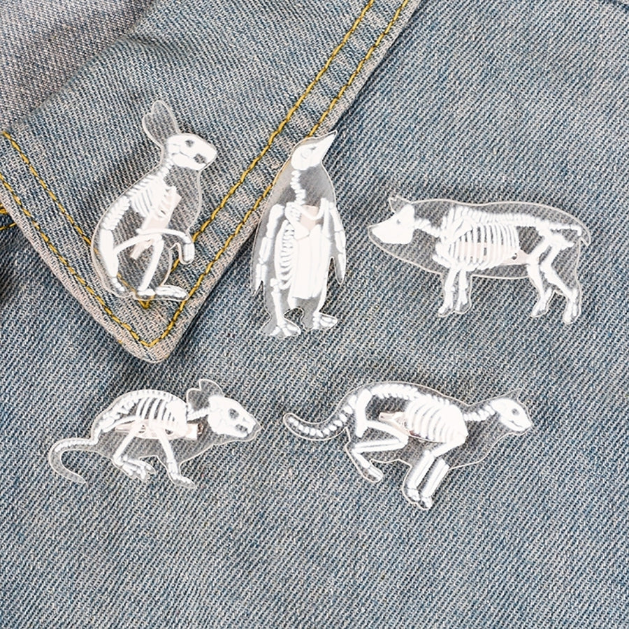 Clear Pig Cat Penguin Rabbit Bird Mouse Brooch Pin Denim Jacket Backpack Badge Image 1