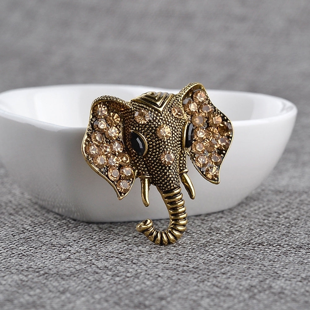 Shining Rhinestones Elephant Head Brooch Pin Garment Hat Collar Decor Badge Image 4