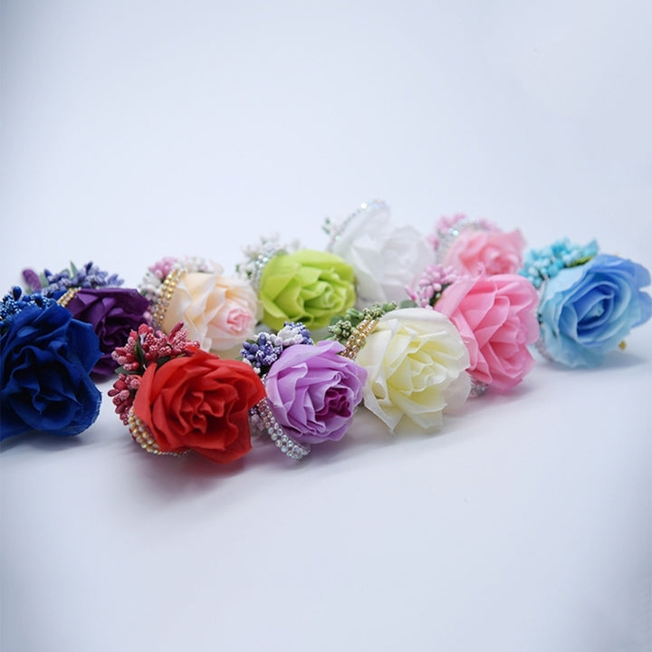 Exquisite Cloth Rose Faux Flower Brooch Pin Decor Groom Bridal Wedding Ornament Image 7