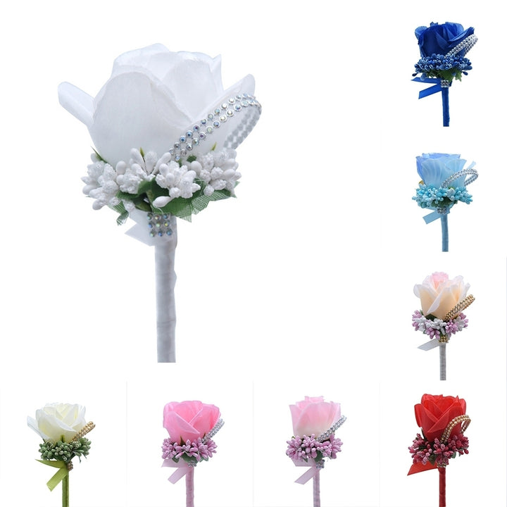 Exquisite Cloth Rose Faux Flower Brooch Pin Decor Groom Bridal Wedding Ornament Image 8