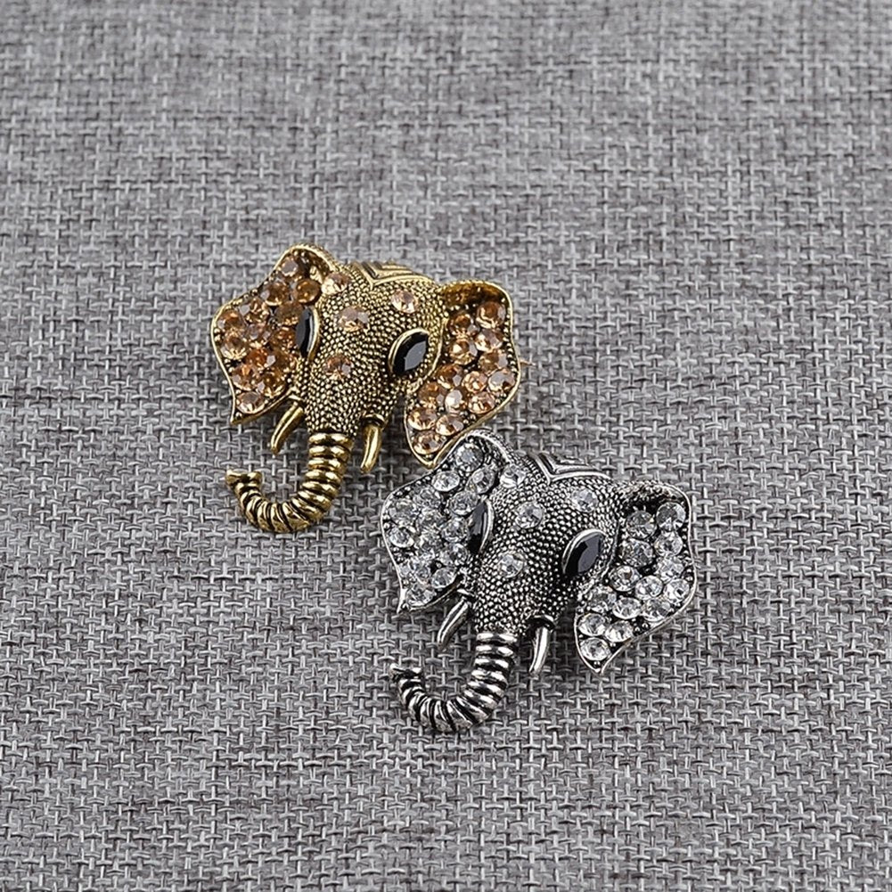 Shining Rhinestones Elephant Head Brooch Pin Garment Hat Collar Decor Badge Image 7