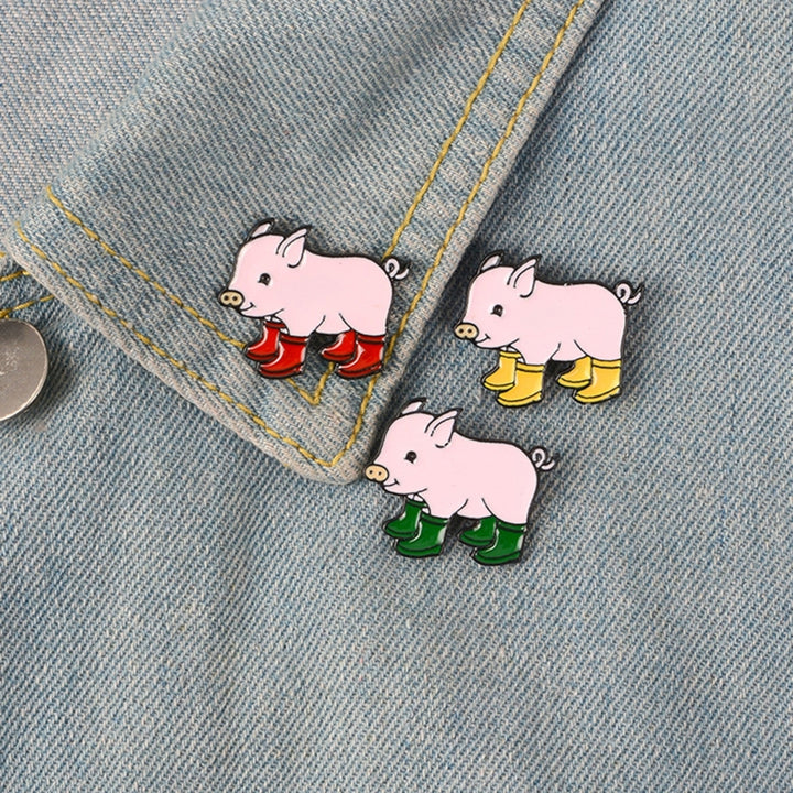 Lapel Brooch Cute Pig Shapes Alloy Unisex Collar Brooch for Gifts Image 1