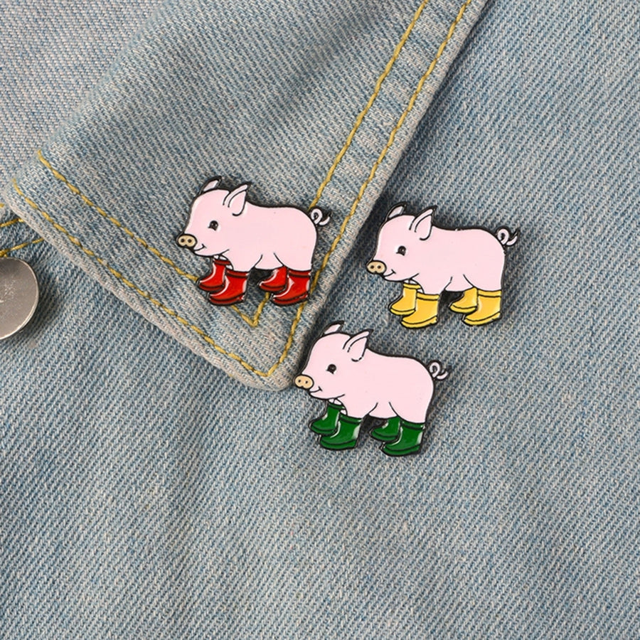 Lapel Brooch Cute Pig Shapes Alloy Unisex Collar Brooch for Gifts Image 1