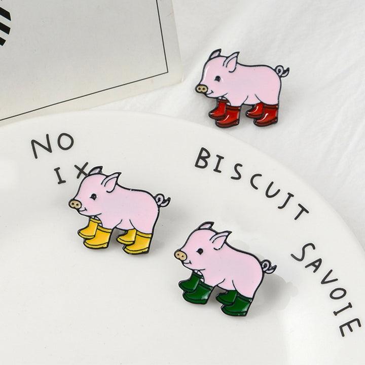 Lapel Brooch Cute Pig Shapes Alloy Unisex Collar Brooch for Gifts Image 3