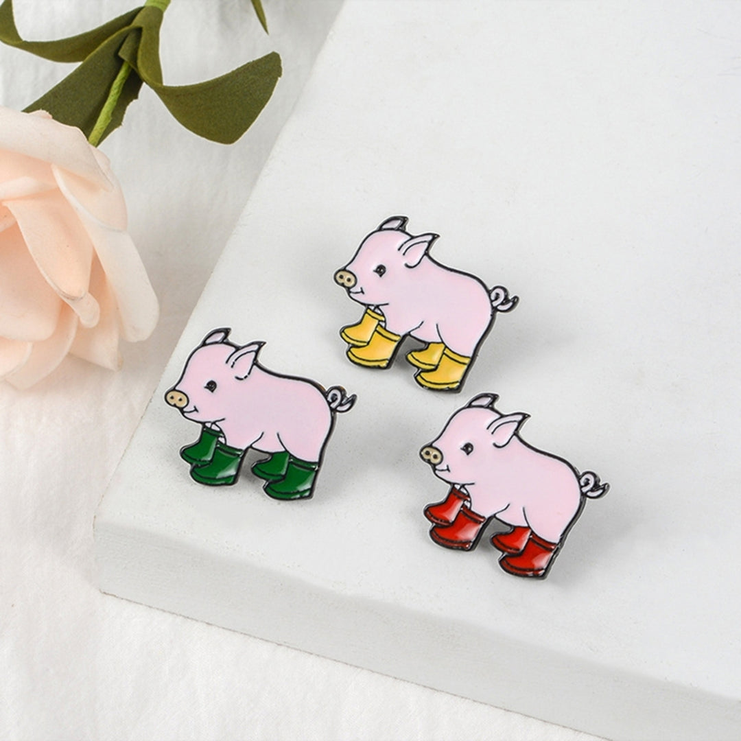 Lapel Brooch Cute Pig Shapes Alloy Unisex Collar Brooch for Gifts Image 4