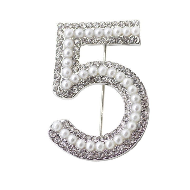 Fashion Women 5 Figure Faux Pearl Rhinestone Badge Brooch Pin Clothes Jewelry Image 2