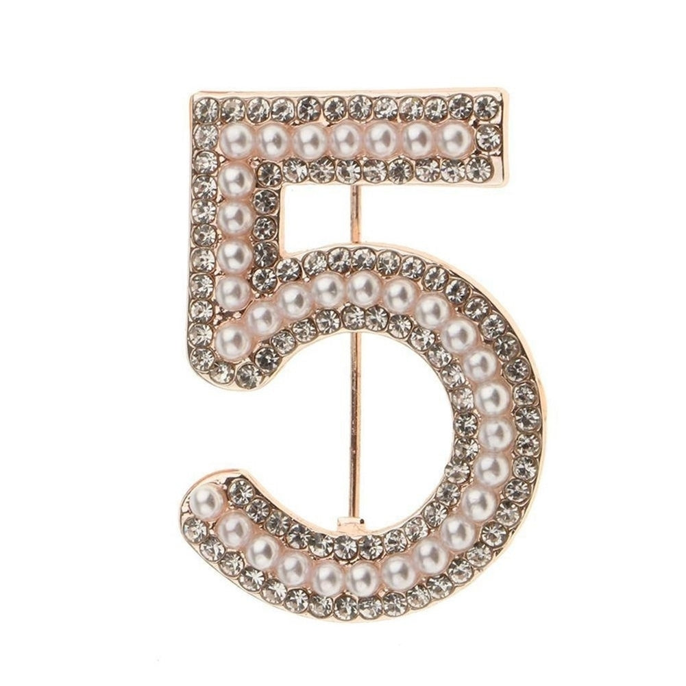 Fashion Women 5 Figure Faux Pearl Rhinestone Badge Brooch Pin Clothes Jewelry Image 3