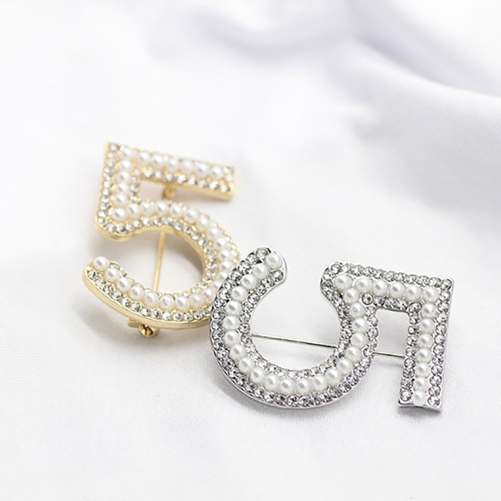 Fashion Women 5 Figure Faux Pearl Rhinestone Badge Brooch Pin Clothes Jewelry Image 6