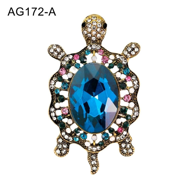 Fashion Enamel Cartoon Turtle Rhinestones Faux Gem Inlaid Brooch Pin Jewelry Image 1