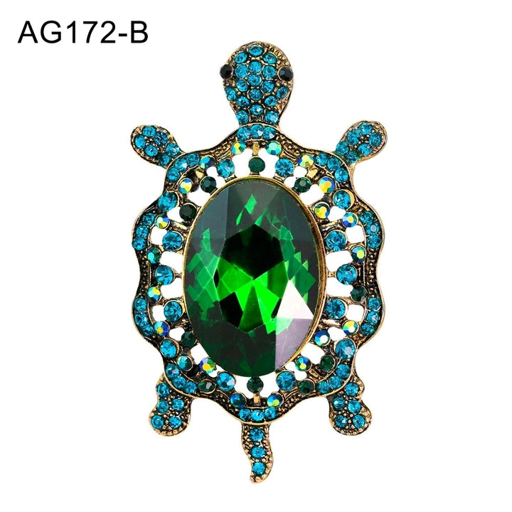 Fashion Enamel Cartoon Turtle Rhinestones Faux Gem Inlaid Brooch Pin Jewelry Image 4