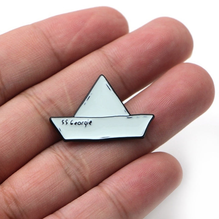 Small Paper Boat Enamel Alloy Unisex Brooch Pin Coat Sweater Shirt Ornament Image 3