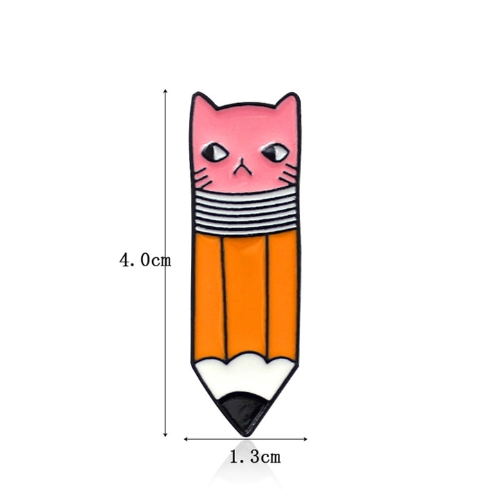 Cute Pencil with Cat Face Eraser Metal Enamel Brooch Pin Denim Backpack Badge Image 7