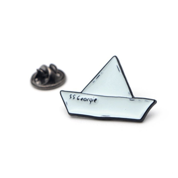 Small Paper Boat Enamel Alloy Unisex Brooch Pin Coat Sweater Shirt Ornament Image 4