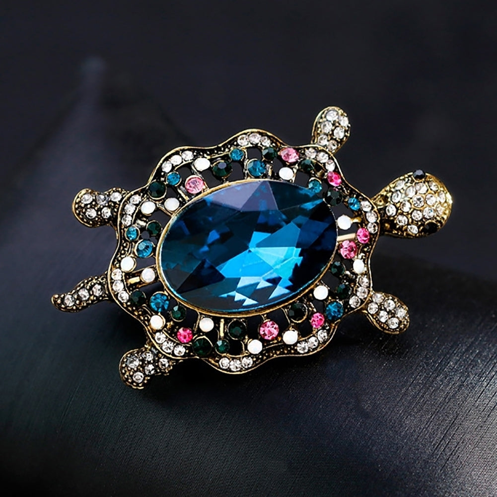 Fashion Enamel Cartoon Turtle Rhinestones Faux Gem Inlaid Brooch Pin Jewelry Image 8